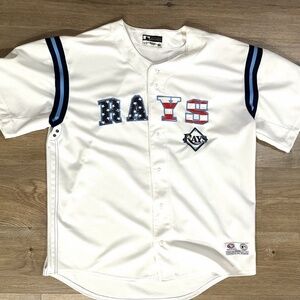 Tampa Bay Devil Rays Jersey Mens XL White USA Flag MLB Baseball True Fan